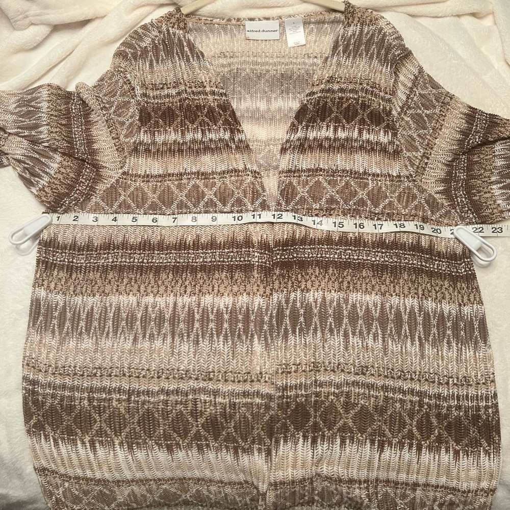 Alfred Dunner Brown and Cream Women's Cardigan - Picture 10 of 11